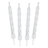 Dortové svíčky bílé perleťové - 6 cm - 12 ks