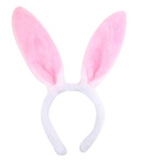 Čelenka králičí uši - bílo-růžová