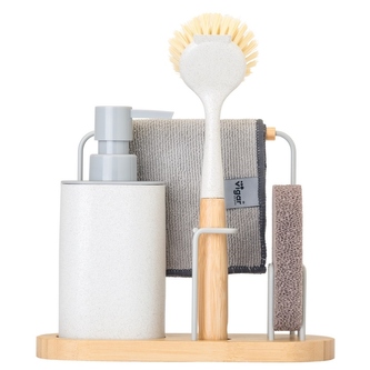 4 dílná sada na umývání nádobí bílá/šedá Vintage VIGAR