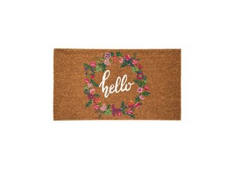 Rohožka 70x40cm s květinovým věncem a nápisem Hello Fisura
