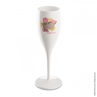 CHEERS NO.1 PUSHEEN, sklenice na sekt 100ml Bílá Organic KOZIOL