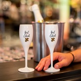 CHEERS NO.1 VIEL GLÜCK, sklenice na sekt 100ml KOZIOL, bílá