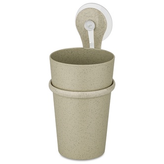 Loop závěsný kelímek na přísavku na kartáčky béžový Organic KOZIOL