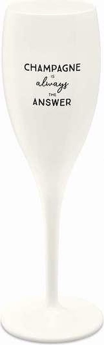 CHEERS NO.1 CHAMPAGNE IS THE ANSWER, sklenice na sekt 100ml KOZIOL, bílá