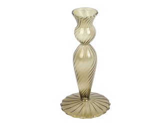 Skleněný svícen Swirl mechově zelený 17 cm Present Time Skleněný svícen Swirl mechově zelený 17 cm Present Time