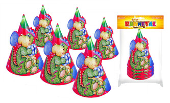 Papírový párty klobouček dinosaurus 6 ks