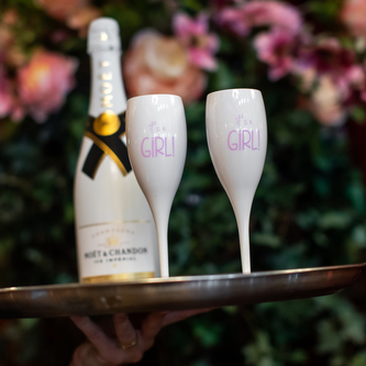 CHEERS NO.1 IT S A GIRL, sklenice na sekt 100ml KOZIOL, bílá