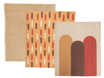 Kuchyňské utěrky 3ks pískově hnědá nefrit Present Time