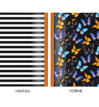 Sešit/Notes/Blok A5 ,,TWO IN ONE" zepředu barevný motýly, zezadu proužek CEDON