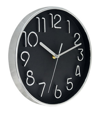 hodiny nástěnné pr.30cm,3D ciferník,PH,sklo,kov BÍ/ČER