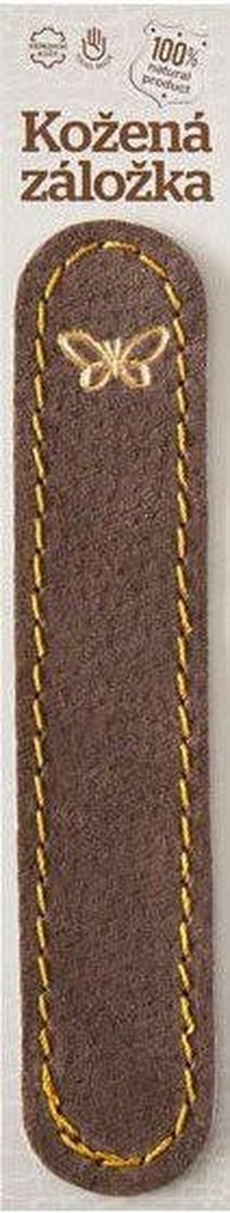 Kožená záložka do knihy Motýl - hnědá