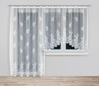 Dekorační žakárová záclona s řasící páskou ROSES 160 bílá 300x160 cm MyBestHome