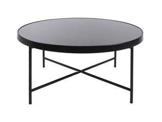Velký kulatý konferenční černý stolek se skleněnou deskou Smooth XL 82cm Leitmotiv