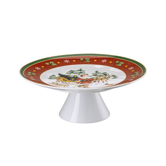 Vánoční tác na noze Veselé Vánoce, 27 cm Santa a sáně Rosenthal