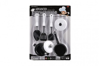 Kuchyňská sada nádobí plast 7ks bílá na kartě 21x28cm