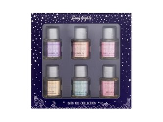 The Indulgent Bathing Co Starry Nights Relax Bath Oil Lavender & Lime Flower 15 ml + Refresh Bath Oil Mandarin & Bergamot 15 ml + De-Stress Bath Oil Ylang Ylang & Patchouli 15 ml + Calm Bath Oil Chamomile & Sandalwood 15 ml + Soothe Bath Oil Sweet Marjora