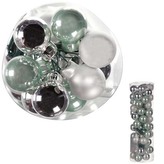 Ozdoby skleněné na drátku,zeleno-stříbrné,pr.2cm,cena-1 balení(48ks)