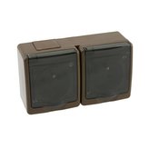 Dvojzásuvka na omítku hnědá IP44