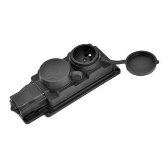 Zásuvka gumová 2-násobná 16A/250V, IP44, černá
