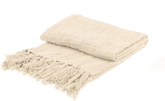 Přehoz bílý s třásněmi 130x170 cm