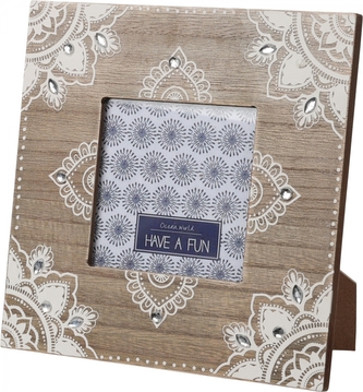 Dřevěný fotorámeček Mandala 19x19x1,3 cm