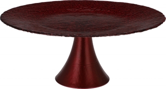 Skleněný talíř na dort červený 12,8x28 cm