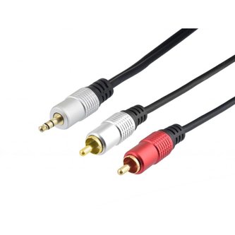 Propojovací audio kabel JACK 3,5mm STEREO vidlice na 2x CINCH vidlice, 5m.