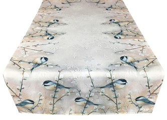 Vánoční ubrus - běhoun na stůl VÁNOČNÍ SÝKORKY 55x120 cm Mybesthome