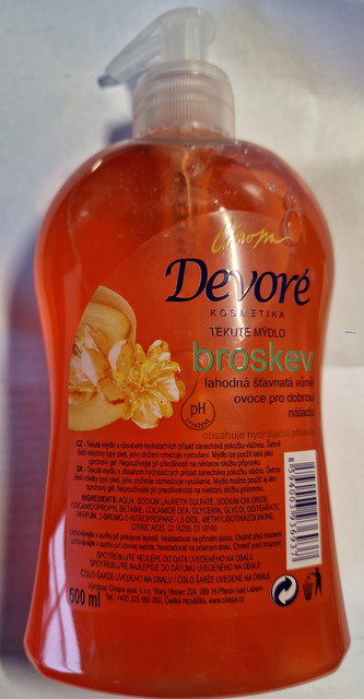 Devoré tekuté mýdlo broskev
