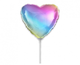 Balónky na tyčku - Duhové srdce 23 cm - 5 ks