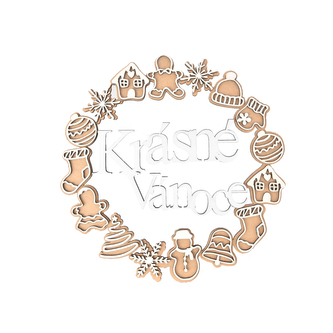 Věnec dřevo Krásné Vánoce béžový/hnědý pr. 34 cm