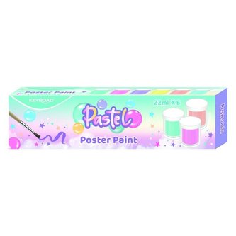 Farby plakatowe pastelowe + pędzel 22ml 6 kolów