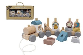 Drewniany pociąg z klockami