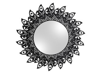 Zrcadlo s černým rámem paví peří Present Time