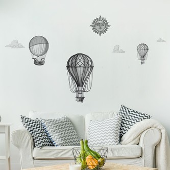 Crearreda Samolepicí dekorace L Hot Air Baloons 44236 Horkovzdušné balóny