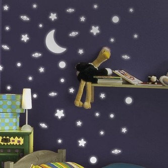 Crearreda Samolepicí dekorace WA M White Stars 79223 Svítící hvězdy