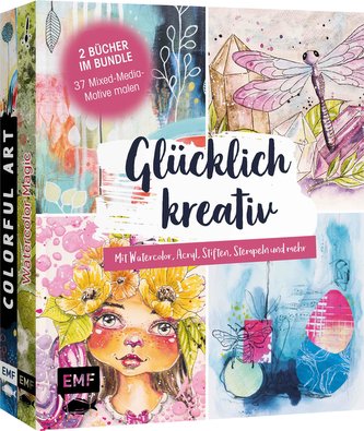 Glücklich kreativ - Zwei Bücher im Bundle: 37 Mixed-Media-Motive malen