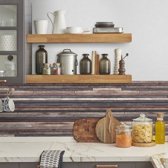 Crearreda Samolepicí bordura k ochraně stěny kuchyňské linky Backsplesh Wood Stripes 67315 Pruhy dřeva