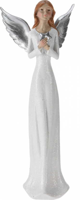 Anděl bílý s glitry A 22 cm