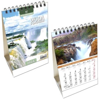 Kalendarz 2024 biurkowy pion mały Woda