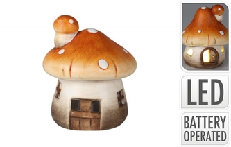 Keramický hříbek oranžový s LED osvětlením A