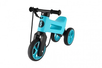 Odrážedlo FUNNY WHEELS Rider SuperSport tyrkys 2v1+popruh, výš. sedla 28/30cm nos. 25kg 18m+ v sáčku