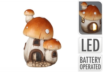 Keramický hříbek oranžový s LED osvětlením B