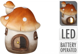 Keramický hříbek oranžový s LED osvětlením A