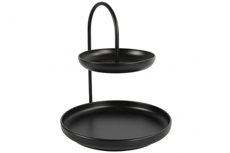 Dvoupatrový etažér Perks černý 36,5x29,8x20 cm