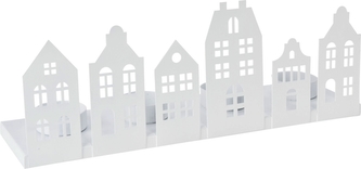 Kovový svícen domek 11x8x30 cm bílý