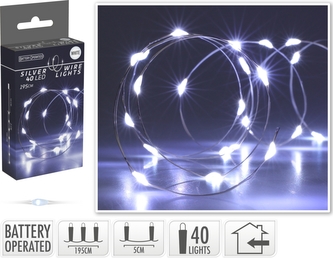 Světelný řetěz 205 cm, 40 mikro LED studené bílé světlo