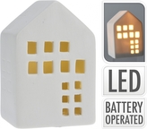 Porcelánový domek bílý s LED osvětlením 9,8x6,5x5,5 cm