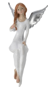 Sedící anděl s glitry C 16 cm