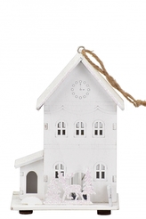 Dřevěný domek s LED osvětlením 12x8,5x7,5 cm